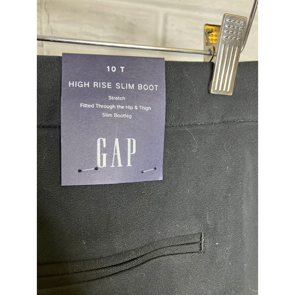Gap High Rise Slim Boot Pants Women 10 Tall Black NWT Stretch Workwear - Picture 6 of 7